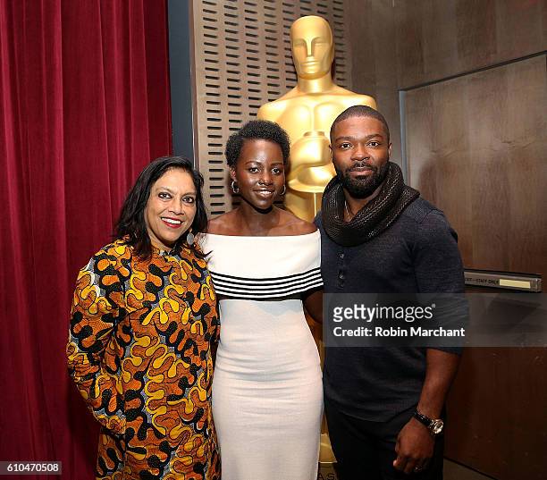 Mira Nair, Lupita Nyong'o and David Oyelowo attend The Academy Of Motion Picture Arts And Sciences Hosts An Official Academy Screening Of QUEEN OF...
