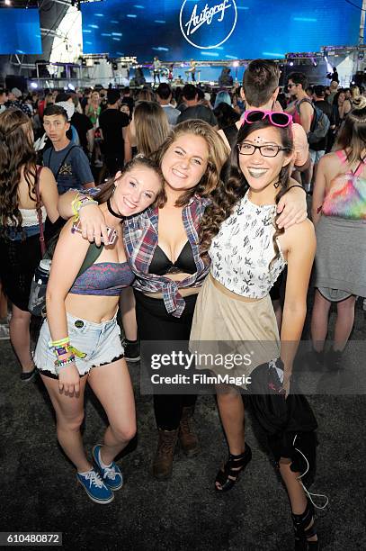 Festival goers watch while Autograf performs on Troubadour Stage during day 3 of the 2016 Life Is Beautiful festival on September 25, 2016 in Las...