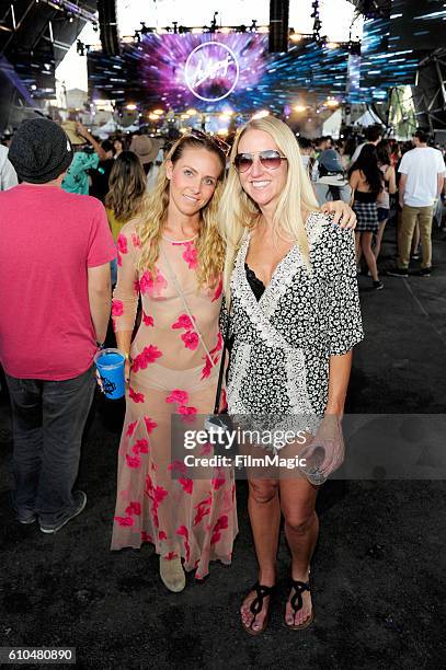 Festival goers watch while Autograf performs on Troubadour Stage during day 3 of the 2016 Life Is Beautiful festival on September 25, 2016 in Las...