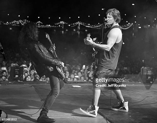 Musicians Alex LeCavalier and Stephan Jenkins of Third Eye Blind perform onstage during day 3 of the 2016 Life Is Beautiful festival on September 25,...