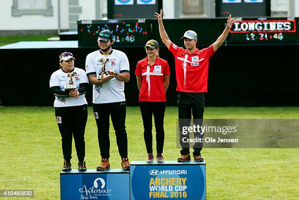 Tanja Jensen and Stephan Hansen of Denmark on the podium winning a 1st place and Alejandra Usquiano and Camilo Cardona of Colombia took a 2nd place...