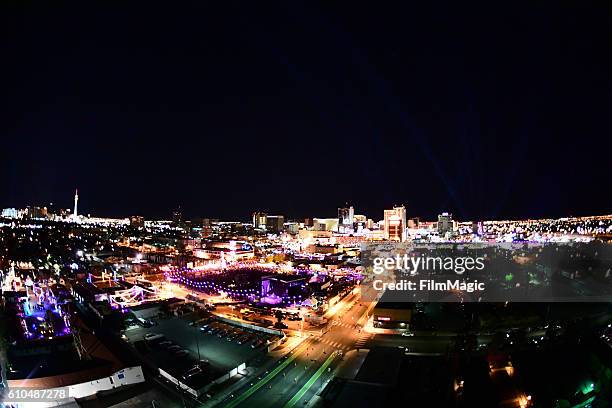 An aerial view of the Life is Beautiful festival during day 3 of the 2016 Life Is Beautiful festival on September 25, 2016 in Las Vegas, Nevada.