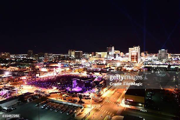 An aerial view of the Life is Beautiful festival during day 3 of the 2016 Life Is Beautiful festival on September 25, 2016 in Las Vegas, Nevada.