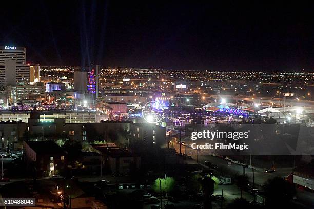 An aerial view of the Life is Beautiful festival during day 3 of the 2016 Life Is Beautiful festival on September 25, 2016 in Las Vegas, Nevada.