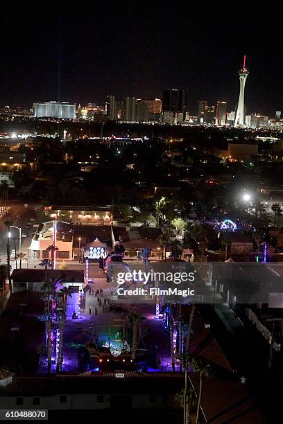 An aerial view of the Life is Beautiful festival during day 3 of the 2016 Life Is Beautiful festival on September 25, 2016 in Las Vegas, Nevada.