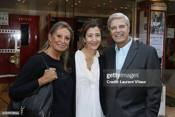 Patricia Balme, Ingrid Betancourt and Jean Sorel attend the Tribute to French Actor Jean Sorel at Mac Mahon Cinema on September 25, 2016 in Paris,...