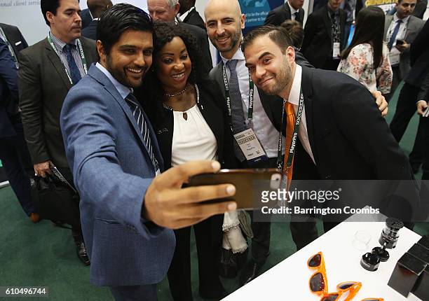 Fatma Samba Diouf Samoura, FIFA Secretary General poses for a selfie during day 1 of the Soccerex Global Convention 2016 at Manchester Central...