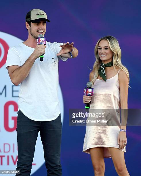 Television personalities Ben Higgins and Lauren Bushnell speak during the 2016 Daytime Village at the iHeartRadio Music Festival at the Las Vegas...