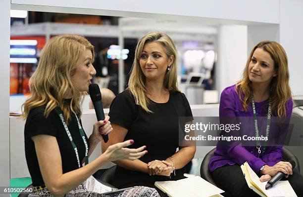 Hayley McQueen , Sky Sports presenter attends day 1 of the Soccerex Global Convention 2016 at Manchester Central Convention Complex on September 26,...