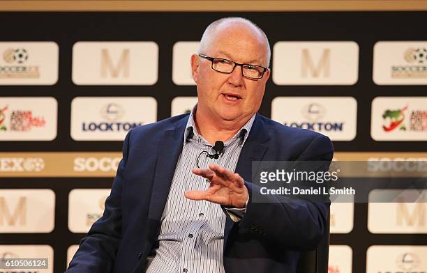 Les Reed, Southampton Executive Director talks during day 1 of the Soccerex Global Convention 2016 at Manchester Central Convention Complex on...