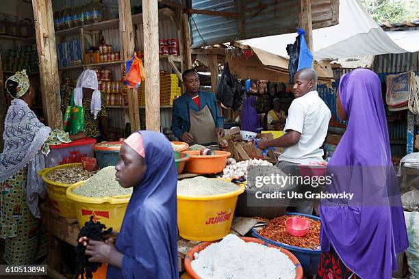 Niamey, Niger Market stall with spices on the market in Niamey on August 10, 2016 in Niamey, Niger.