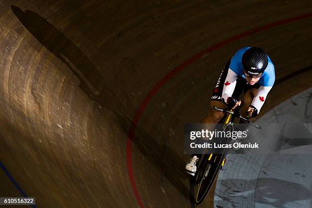 Olympic cyclists medal hopeful Kirsti Lay. The Canadian Olympic women's team pursuit team trains at the Milton velodrome in preparation for the Rio...