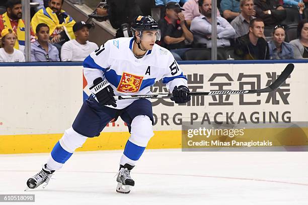 Valtteri Filppula of Team Finland skates against Team Sweden during the World Cup of Hockey 2016 at Air Canada Centre on September 20, 2016 in...