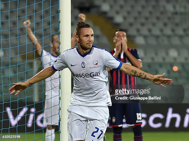 Jasmin Kurtic of Atalanta BC celebrates after scoring the goal 0-2 during the Serie A match between FC Crotone and Atalanta BC at Adriatico Stadium...