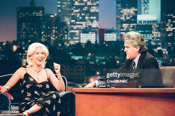 Episode 1156 -- Pictured: Actress Annie Wood during an interview with host Jay Leno on May 27, 1997 --