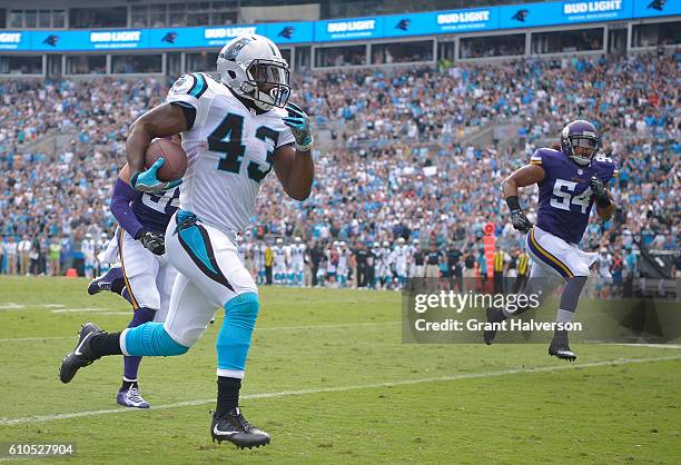 Fozzy Whittaker of the Carolina Panthers against the Minnesota Vikings during the game at Bank of America Stadium on September 25, 2016 in Charlotte,...