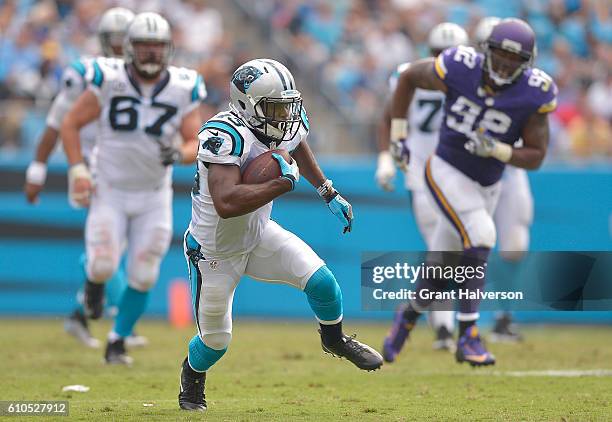 Fozzy Whittaker of the Carolina Panthers against the Minnesota Vikings during the game at Bank of America Stadium on September 25, 2016 in Charlotte,...