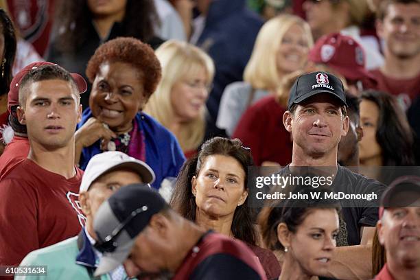 Former NFL wide receiver Ed McCaffrey , father of Stanford Christian, in stands during game vs USC at Stanford Stadium. Stanford, CA 9/17/2016...
