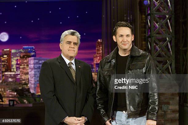 Episode 2644 -- Pictured: Host Jay Leno, comedian Harland Williams during a segment on February 4, 2004 --