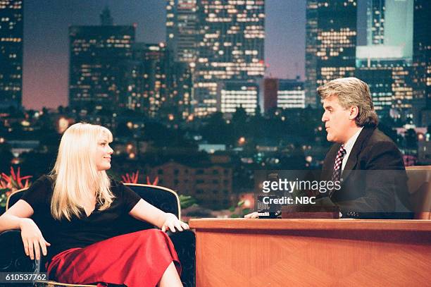 Episode 1159 -- Pictured: Actress Peta Wilson during an interview with host Jay Leno on May 30, 1997 --