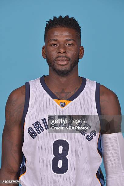 James Ennis of the Memphis Grizzlies poses for a head shot during the 2016-2017 Memphis Grizzlies Media Day on September 26, 2016 at FedExForum in...