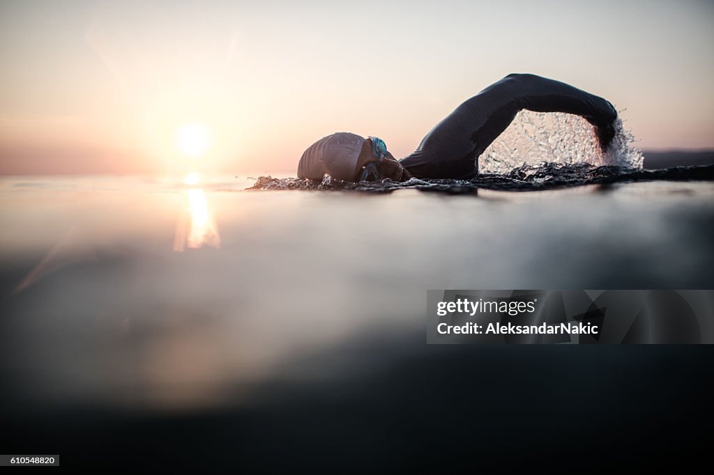 Swimmer in action