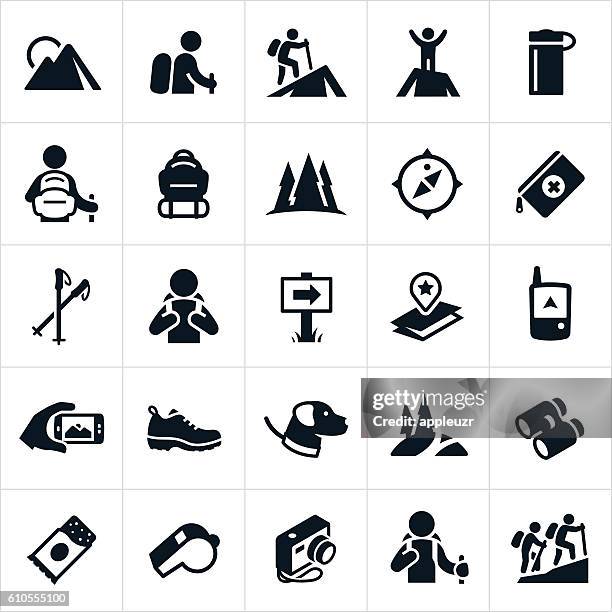 stockillustraties, clipart, cartoons en iconen met hiking icons - adventure