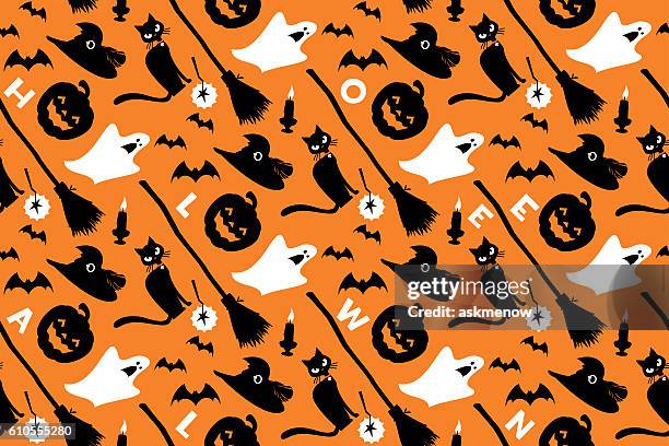 halloween seamless pattern - halloween pattern vector stock illustrations