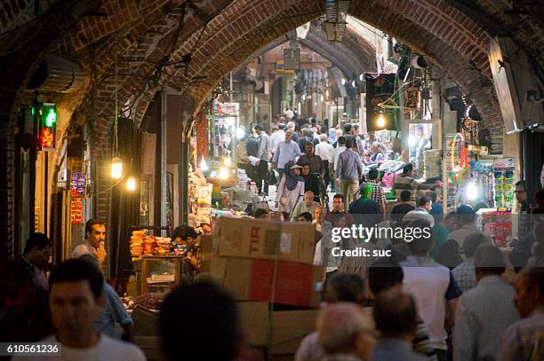 inside the tabriz bazaar, iran's oldest market. - traditional clothing stock pictures, royalty-free photos & images