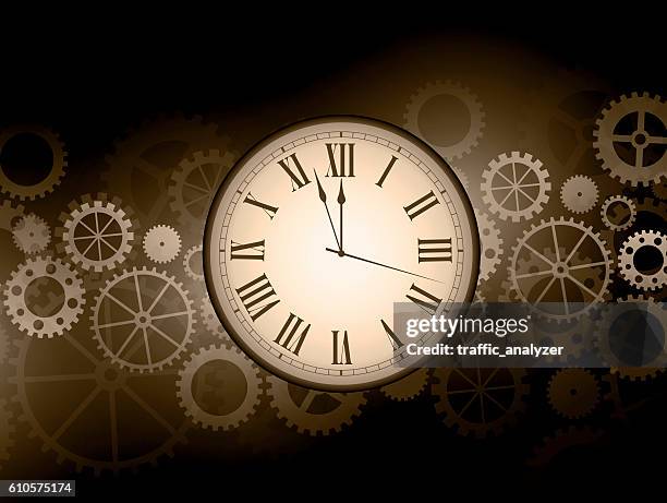 abstract clock background - sepia toned background stock illustrations