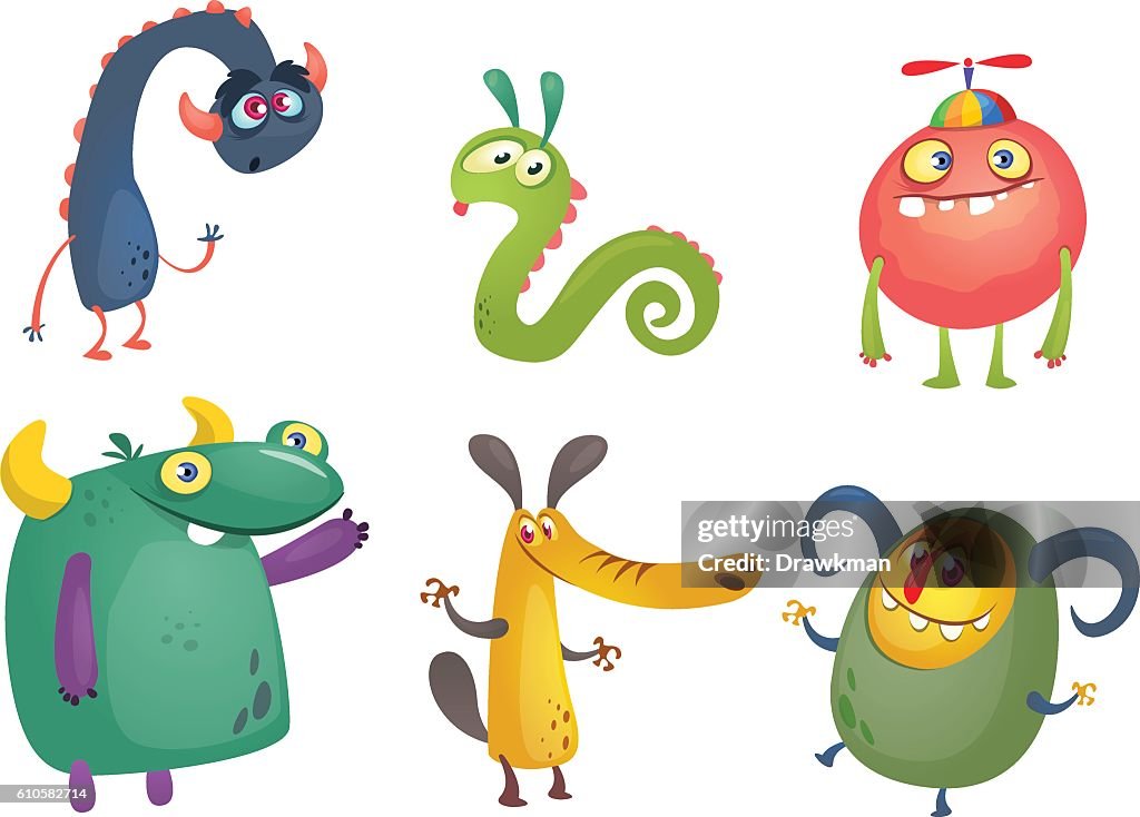 Cartoon Monsters. Vector set of cartoon monsters isolated