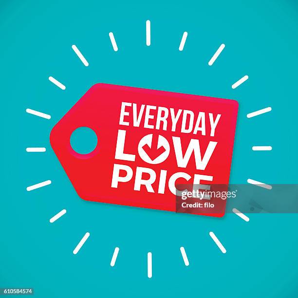 everyday low price sale tag - bargain hunting stock illustrations