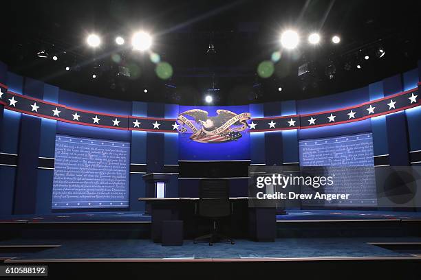 The stage is set ahead of the Presidential Debate between Democratic presidential nominee Hillary Clinton and Republican presidential nominee Donald...