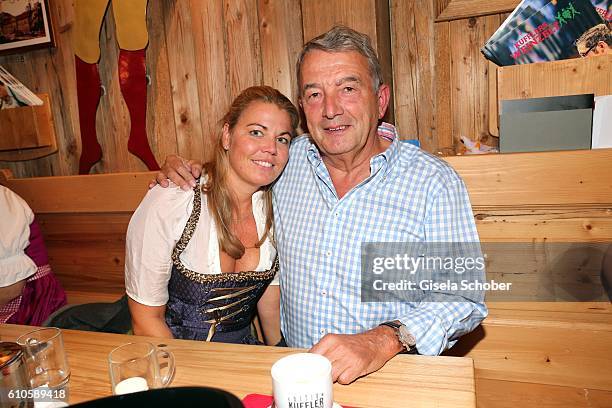 Wolfgang Niersbach and his girlfriend Marion Popp during the Oktoberfest at Weinzelt / Theresienwiese on September 26, 2016 in Munich, Germany.