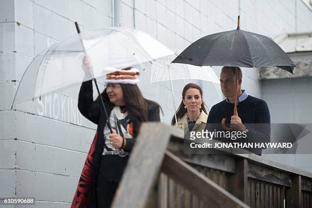 Prince William and Catherine , the Duke and Duchess of Cambridge arrive to visit the Great Bear rainforest in Bella Bella, British Columbia on...