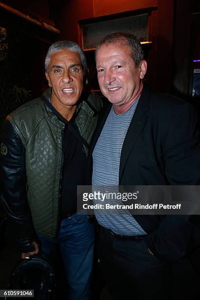 Actor Samy Naceri and Football coach Rolland Courbis attend the 'Trophees du Bien Etre' by Beautysane : 2nd Award Ceremony at Theatre Montparnasse on...