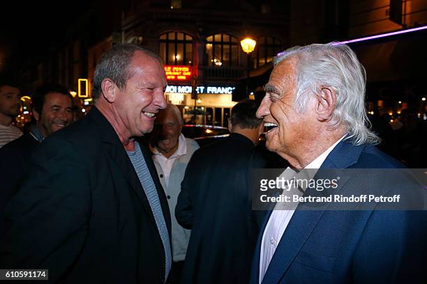 Football coach Rolland Courbis and actor Jean-Paul Belmondo attend the 'Trophees du Bien Etre' by Beautysane : 2nd Award Ceremony at Theatre...