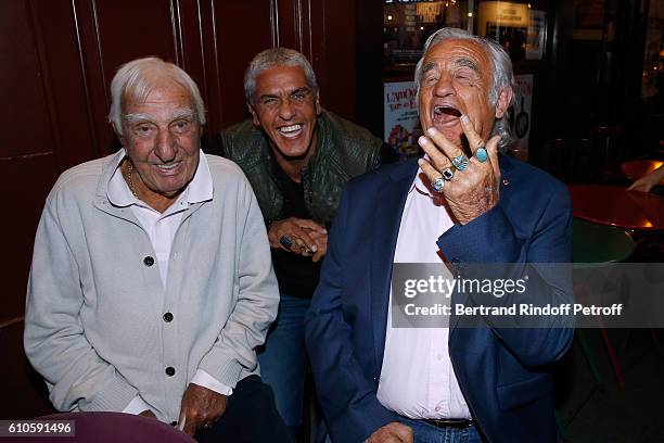 Actors Charles Gerard, Samy Naceri and Jean-Paul Belmondo attend the 'Trophees du Bien Etre' by Beautysane : 2nd Award Ceremony at Theatre...