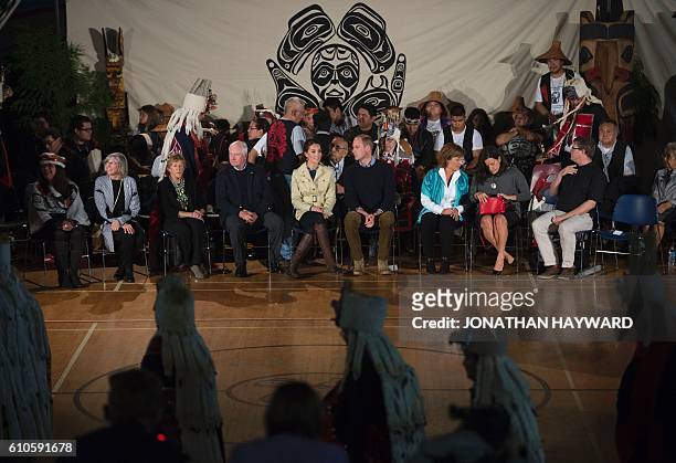 Prince William and Catherine, the Duke and Duchess of Cambridge attend a traditional native ceremony in Bella Bella, British Columbia on September...