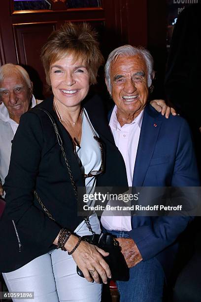 Actors Veronique Jannot and Jean-Paul Belmondo attend the 'Trophees du Bien Etre' by Beautysane : 2nd Award Ceremony at Theatre Montparnasse on...