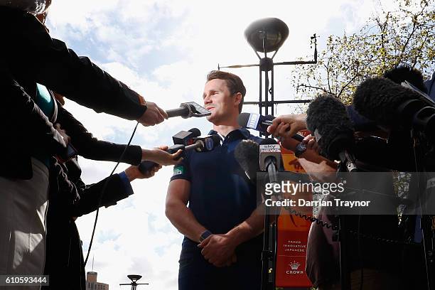 Brownlow Medal winner Patrick Dangerfield speaks to the media at Crown Entertainment Complex on September 27, 2016 in Melbourne, Australia.