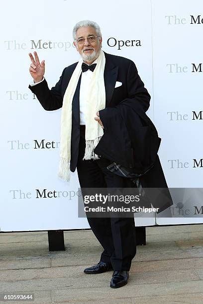 Tenor Placido Domingo attends the Met Opera 2016-2017 Season Opening Performance Of "Tristan Und Isolde" at The Metropolitan Opera House on September...