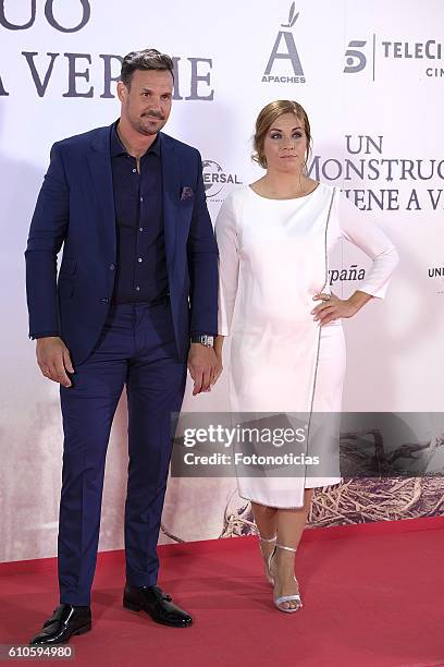 Jacobo Rodriguez and Leire Martinez attend the 'A Monster Calls' premiere at The Royal Theatre on September 26, 2016 in Madrid, Spain.