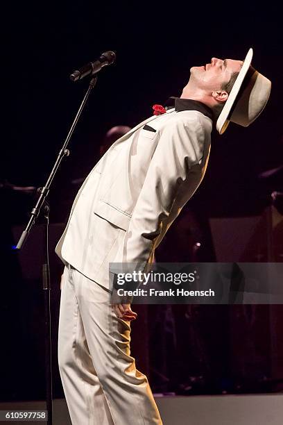 German singer Bodo Wartke performs live during a concert at the Admiralspalast on September 23, 2016 in Berlin, Germany.