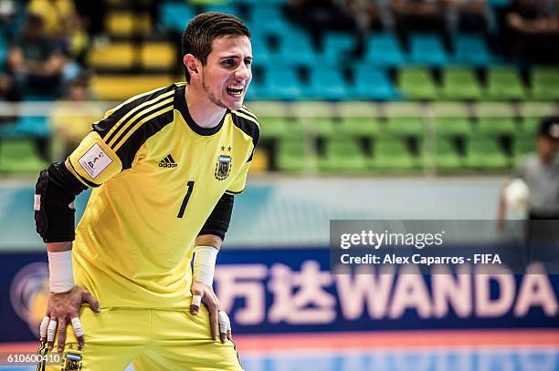 Nicolas Sarmiento of Argentina reacts during the FIFA Futsal World Cup Quarter-Final match between Argentina and Egypt at Coliseo Ivan de Bedout...