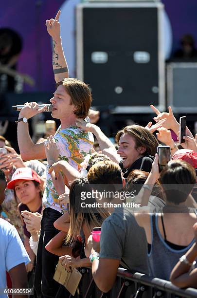Singer Matthew Shultz of Cage the Elephant performs during the 2016 Daytime Village at the iHeartRadio Music Festival at the Las Vegas Village on...