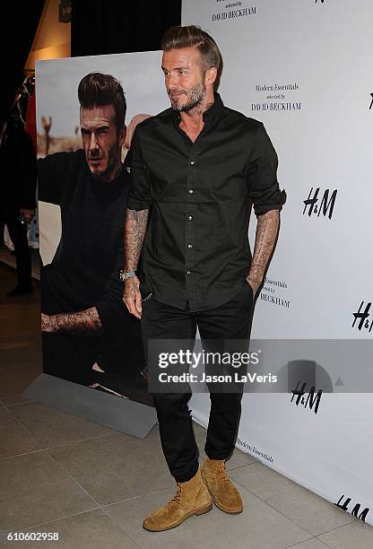 David Beckham launches the new H&M Modern Essentials campaign at H&M on September 26, 2016 in Los Angeles, California.