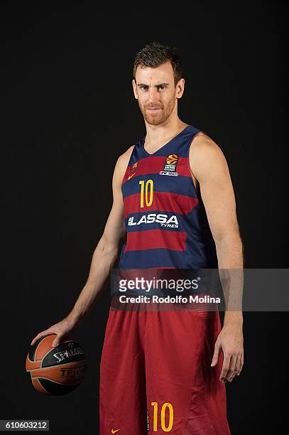 Victor Claver, #10 of FC Barcelona Lassa poses during the 2016/2017 Turkish Airlines EuroLeague Media Day at Palau Blaugrana on September 26, 2016 in...