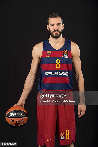 Pau Ribas, #8 of FC Barcelona Lassa poses during the 2016/2017 Turkish Airlines EuroLeague Media Day at Palau Blaugrana on September 26, 2016 in...