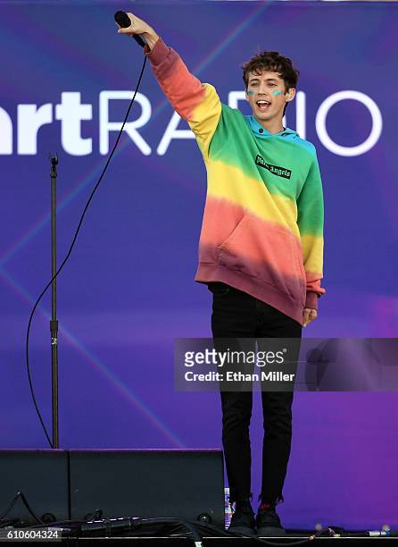 Recording artist/actor Troye Sivan performs during the 2016 Daytime Village at the iHeartRadio Music Festival at the Las Vegas Village on September...
